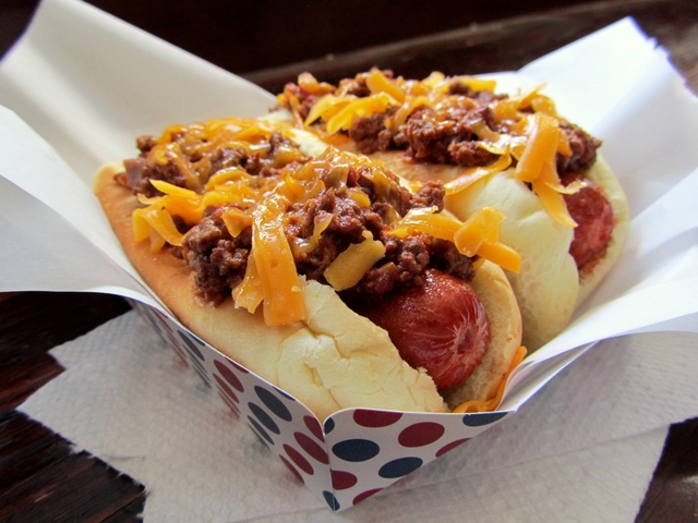 Devilish Chili-Cheese Dogs Recipe, Rachael Ray