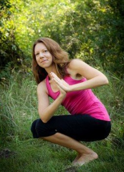 Special Projects Coordinator Rebecca Johnson teaches yoga in Yankton.