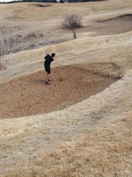 Red Rock's sand trap makes a more welcoming beach than most you'll find in South Dakota in March.