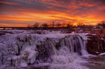 The first photo of a magnificent sunset above Falls Park in mid-February.