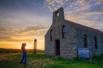 This is my dad, Charles Begeman, while we visited the old stone church last Memorial Day weekend to take photos during the sunset.