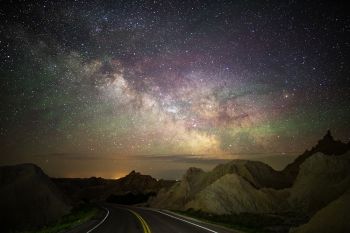 The Milky Way rising in the Badlands.