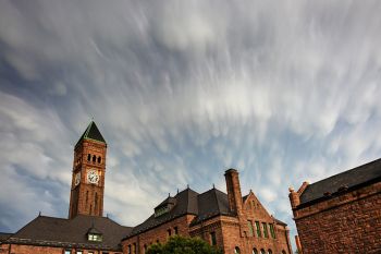 Post storm clouds above the Old Courthouse Museum in downtown Sioux Falls.