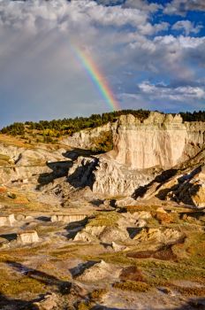 The same rainbow from the Castles outlook in the Slim Buttes.