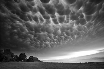 Mammatus clouds on the edge of a storm west of Watertown.