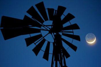 An old windmill with a crescent moon in Turner County.