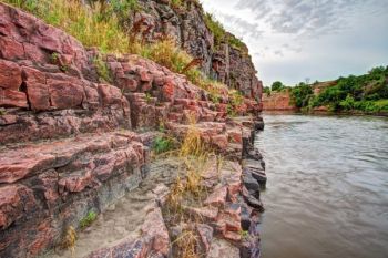 Sioux quartzite cliffs in the Dells of the Big Sioux gorge.