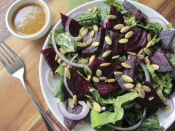 In winter, replace juicy garden tomatoes with beets in your romaine salad.