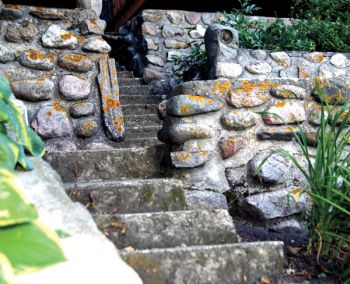 Alfred Miotke, Sr., Tony Miotke and Gus Schultz used native fieldstone to build a staircase in 1938. Local fields are rich with rocks thanks to two huge glaciers that deposited them eons ago.