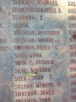 Peter Shannon's name appears on a plaque at San Diego's Calvary Memorial Pioneer Park. It's the only remnant of his burial site. Photo by Jesse Short Bull