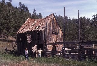 The 18 buildings at the ranch were constructed out of local pine.