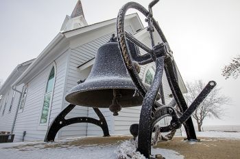 Frost on the church bell outside of Ben Clare Methodist in eastern Minnehaha County.