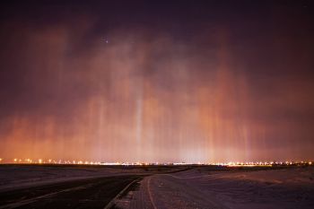 Light pillars above Sioux Falls.