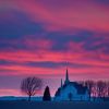 Post sunset colors make a unique backdrop for Skresfrud Lutheran Church in Lincoln County.