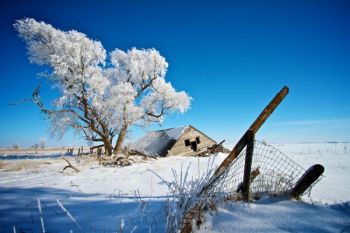 A collapsed farm building in McCook County.