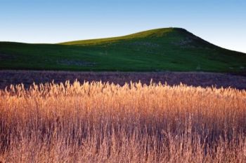Spirit Mound in early spring’s evening light. Click to enlarge photos.