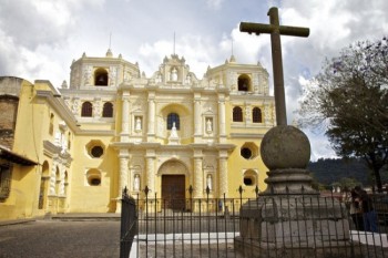 A colorful church adjacent to Antigua’s town square. Antigua was founded by Spanish Conquistadors in the 16th Century.