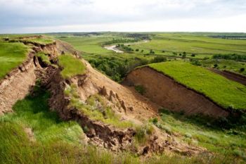 Erosion along the Moreau River breaks in Ziebach County.