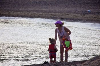 Enjoying some beach time at Snake Creek.