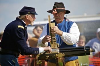 A Gatling gun demonstration.