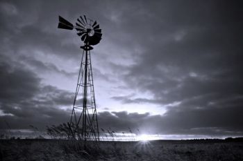 WInter clouds approach this Brookings County windmill.