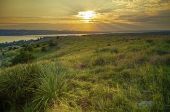 Sunset over the Snake Creek Recreation Area. The Platte-Winner bridge is in the upper left.