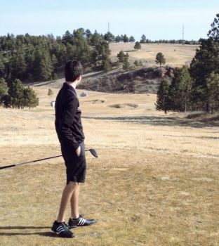 Jake Schoenbeck at the first tee box at Red Rock.