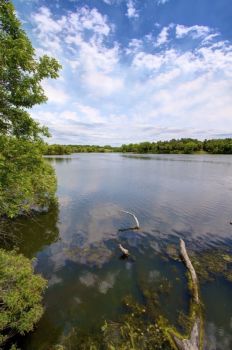 Wonderful blue skies and inviting clouds above Lake Hiddenwood.