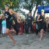 Yankton s Kipp Kinsley leads the pack at the men s start of the swim.