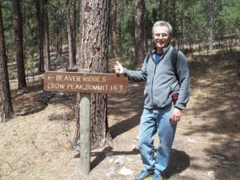 Lee Schoenbeck, halfway up the trail.