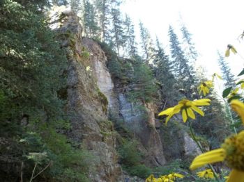 The walls of the canyon are steep.