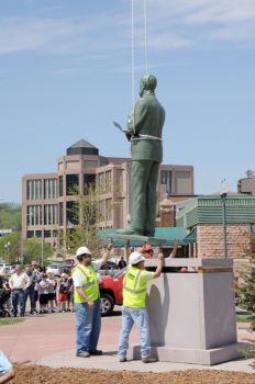 Pettigrew gazes upon the Minnehaha County Courthouse and other office buildings in downtown Sioux Falls.