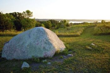 This large stone marks the location of at least five 1880 pioneer graves.