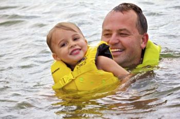 Jeremiah and Peyton DeJong having fun at Lake Francis Case.