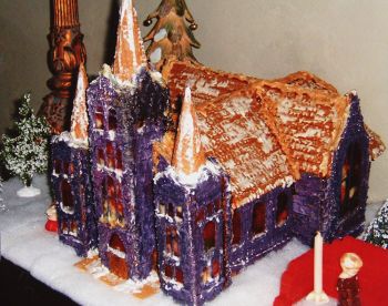 Ice cream cone “turrets” adorn a replica of the Holy Family Church in Mitchell.