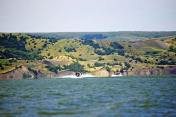 Speeding around Lake Francis Case.