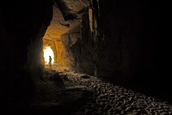 A huge silica mine near Deerfield Lake and creative placement of a silhouetted figure creates a classic “Indiana Jones”-like image.