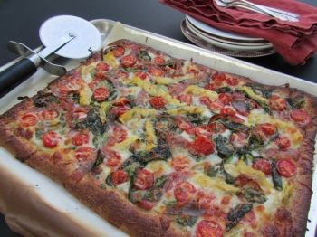 Pizza lovers will inhale this concoction of artichoke, spinach, tomato, salami and cheese. Photo by Fran Hill.