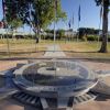 City officials erected a monument celebrating Belle Fourche s status as Center of the Nation, but the real spot lies north of town. SD Tourism photo.