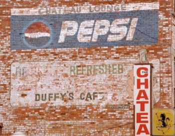 The brick signage has outlived the historic Chateau in Fort Pierre.