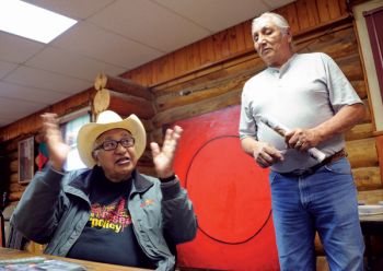 Albert White Hat (left) worked tirelessly to ensure that his native Lakota language did not disappear.