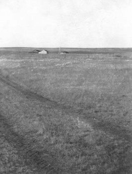 The Bown’s little house sat unprotected on the prairie just before the 1947 fire.