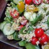 Brown Rice Garden Salad is the perfect late summer dish, accentuated by recently ripened garden tomatoes.