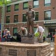 Friends, family and dignitaries gathered on the Northern State University campus in Aberdeen June 14 to dedicate a statue of Cresbard native Cecil Harris, the U.S. Navy s second-highest scoring ace during World War II.