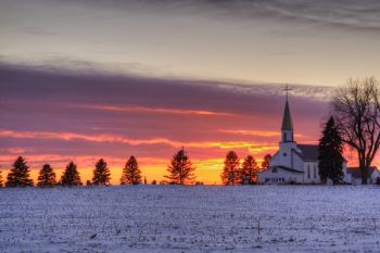 First sunset of the year with Zion Lutheran near Wall Lake.