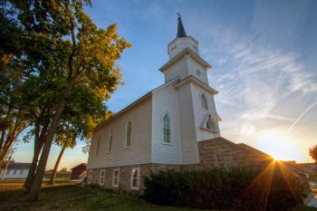 Historic Beaver Creek Lutheran Church, which now stands in Heritage Park on the Augustana College campus in Sioux Falls.