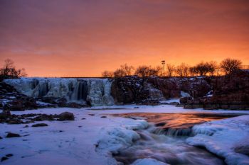 Sunset over Falls Park.