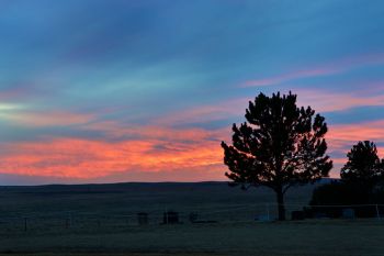 Sunset over the cemetery at Zeona.