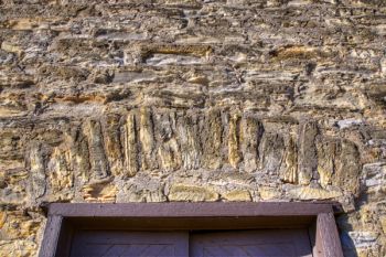 Chalkstone rock above the front door.