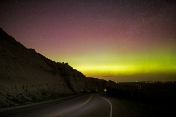 Northern lights in the Badlands.